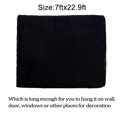 Whaline Halloween Black Creepy Cloth 276 x 87 inch Spooky Halloween Decoration Black Spooky Fabric Cloth Windows Doorways Scary Gauze for Haunted Houses Yard Wall Indoor Outdoor Party Decor Supplies