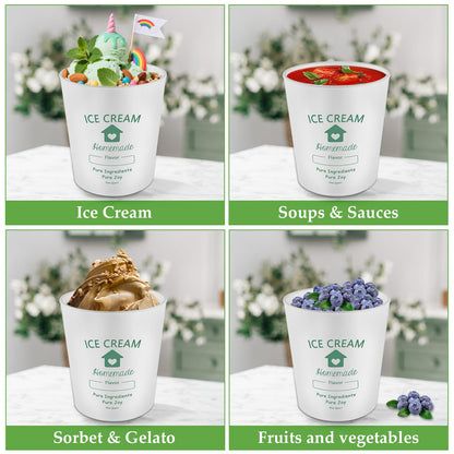 cyrico Ice Cream Containers with Silicone Lids for Homemade Ice Cream, 4 Pack 1 Quart Each Reusable Sorbet Frozen Yogurt Storage Containers Set BPA Free Stackable Leakproof Dishwasher Freezer Safe