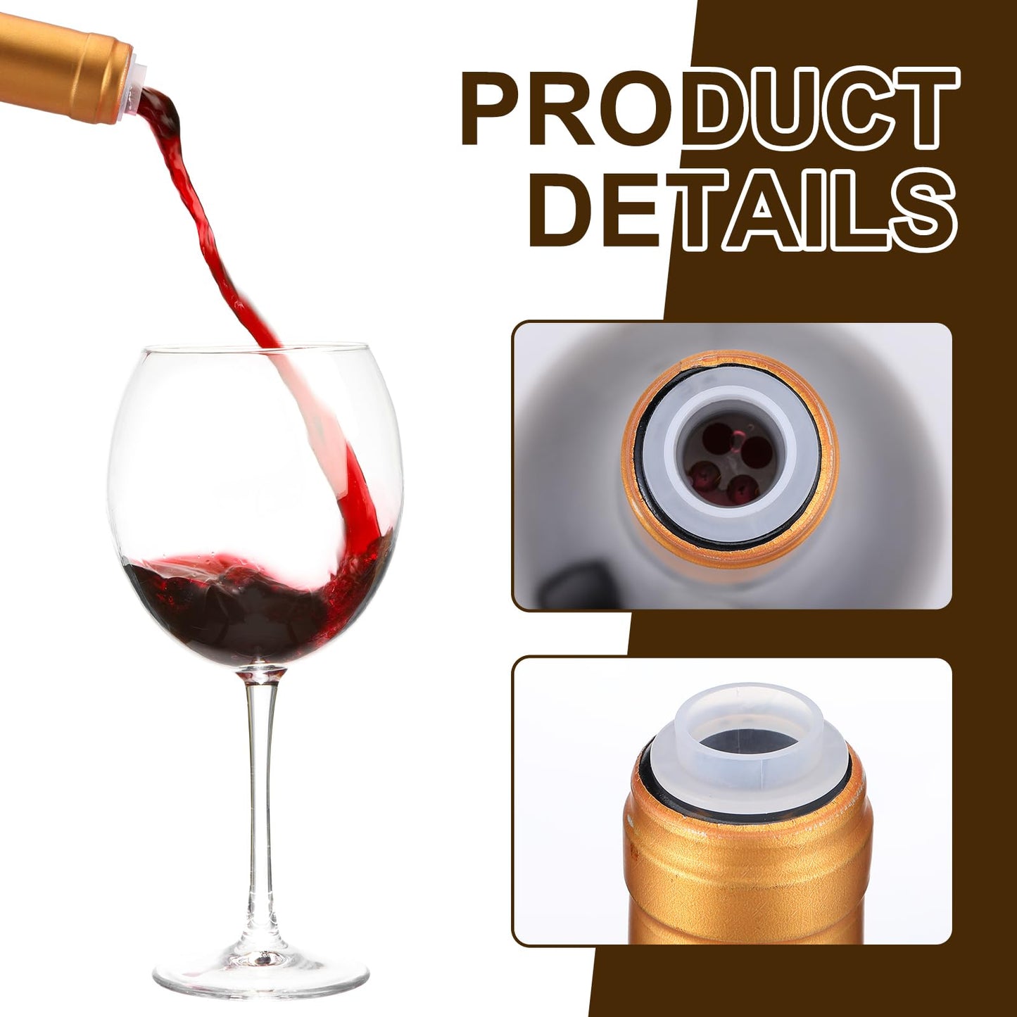 e essco for you Slow Wine Pourer Spout for Corked Bottles Valentine's Day Pour and Seal Plastic Wine Pourers with Lid for Storing Precise Pouring Valentine's Day Restaurant Supplies(Black,48 Pcs)