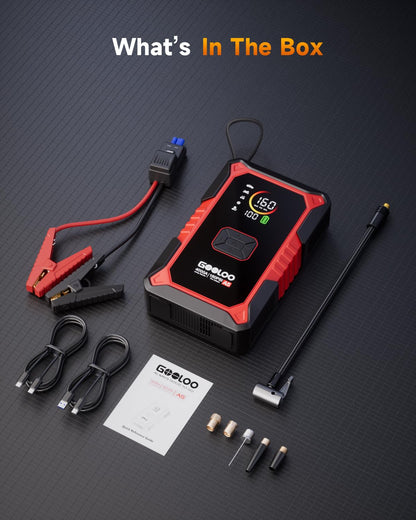 GOOLOO A5 Jump Starter with Air Compressor, 4000A Car Battery Jump Starter (All Gas/10.0L Diesel) with 160PSI Tire Inflator Auto-Off, 45W PD Fast Charging, 12V Jump Box Car Jumper Starter Portable