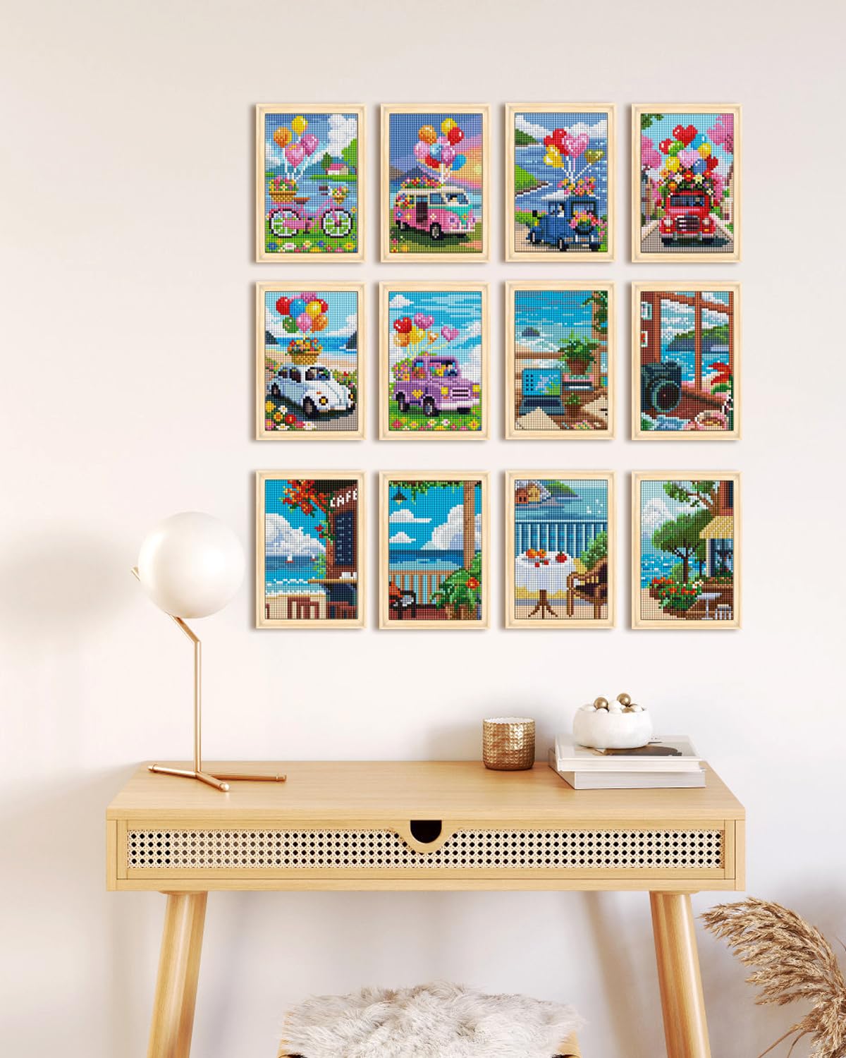 forever young Minigem Small Diamond Art Kits for Beginners, 12Pcs Resin Square Drill Diamond Painting Kits for Adults, 2-Hour Canvas Mini Diamond Art Kits 5x7 Inch – 2 Sets: Sea Echo & Dream Journey