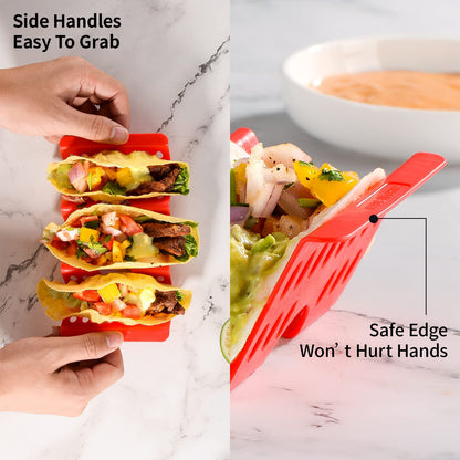 Aofure Taco Holders Set of 12, Taco Bar Serving Set for a Party, Large Taco Trays, Taco Holder Stand for Hard or Soft Taco, Taco Plate, Taco Tuesday Night, Taco Rack