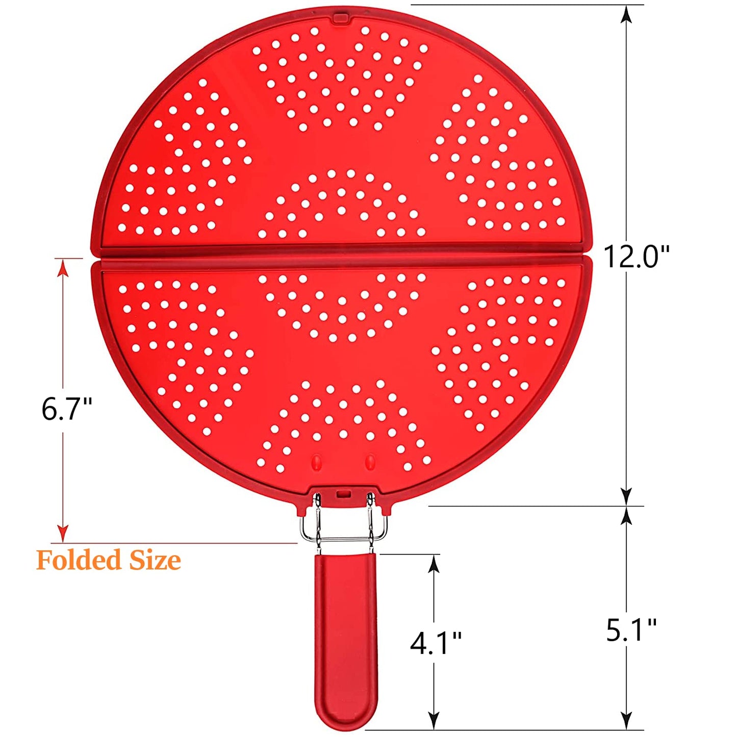 K KIRKWOOD KITCHEN Splatter Screen for Frying Pan Foldable Grease Splatter Guard Silicone Splatter Shields Multifunction Oil Screen for Skillet with Folding Handle Bacon Splatter Screen Strainer