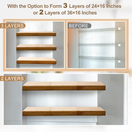 Chunful 6 Sets Wire Shelf Covers for Closet & Pantry Solid Wood Shelf Covers 16" D X12 W Shelving Removable Closet with 54 Wood Grain Stickers Rustic Design for Kitchen & Home
