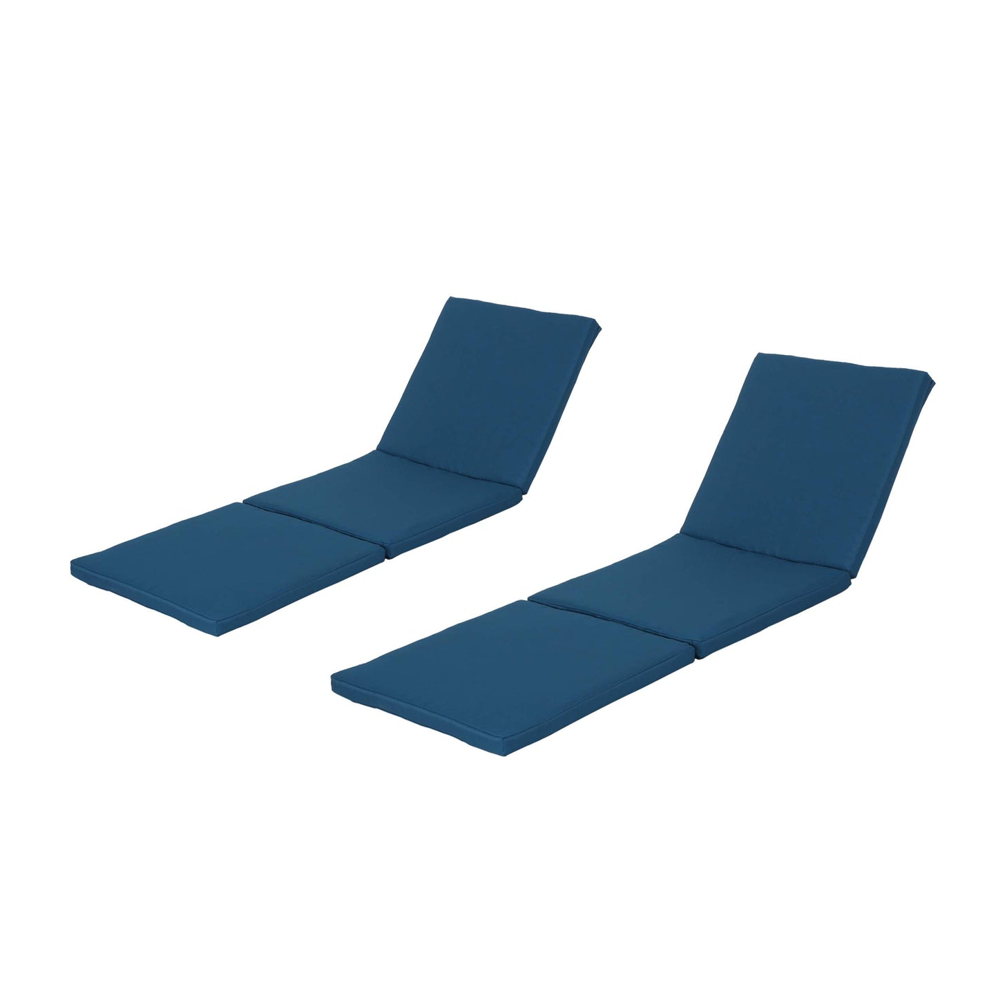 Great Deal Furniture Daisy Outdoor Teak Finish Chaise Lounge with Blue Water Resistant Cushion (Set of 2)