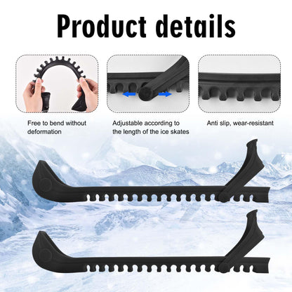 Faumsut Ice Skate Guards, 2 Pack Hockey Shoes Ice Skates Blade Covers, Adjustable Figure Skate Protector Accessories (Black White, Large)