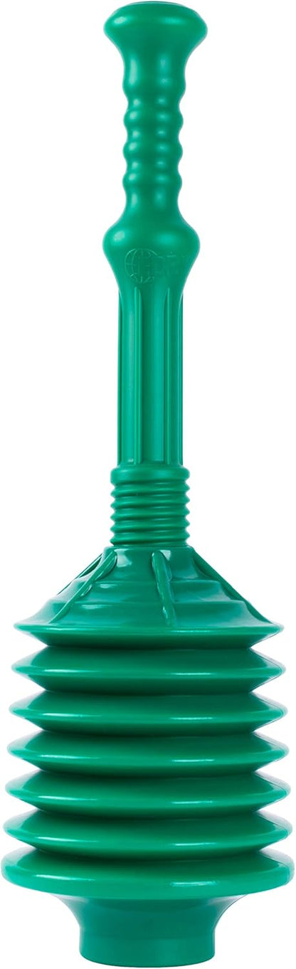 JS Jackson Supplies Professional Bellows Toilet Plunger, High Pressure Thrust for Heavy Duty Clogs, Green