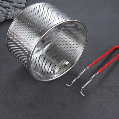 Pasta Strainer Set of 2, Stainless Steel Noodle strainer with Removable Handle Metal Pasta Strainer Basket Deep Fryer Basket, Kitchen Colander for Washing Draining Deep-frying Boiling Steaming