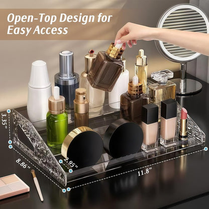 guuooge 2 Pack Perfume Organizer- 3 Tier Cologne Stand Clear Plastic Cologne Organizer for Men/Women Fragrance, Lotion, Skincare Display Holder Shelf(Clear)