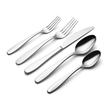 Oneida Silverware Set, Oakwood 20 Piece Everyday Flatware Set, Service For 4, 18/0 Stainless Steel, Dishwasher Safe, Cutlery Sets, Kitchen Utensils Sets, Knives Spoons And Forks (Silver, 20 Pieces)