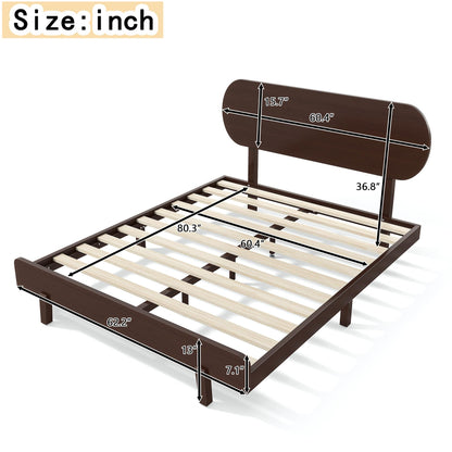 Bellemave Queen Bed Frame with Headboard & Low Footboard, Bamboo Queen Size Bed Frame with Wood Slats Support 800LBS, Japanese Bed Frame Queen Size, No Box Spring Needed, Espresso