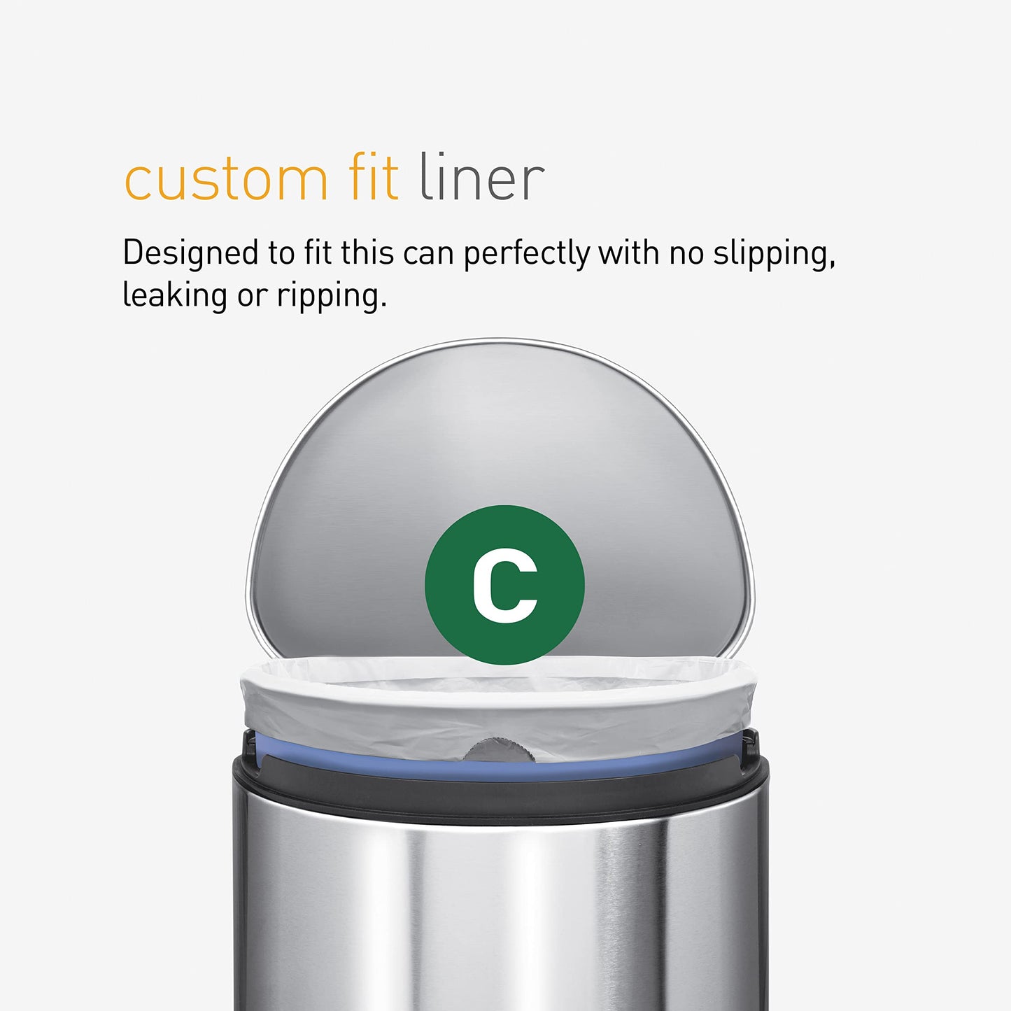 simplehuman Trash Can Liner C, 10-12 Liters/2.6-3.2 Gallons, 20-Count Bags (Pack of 3)