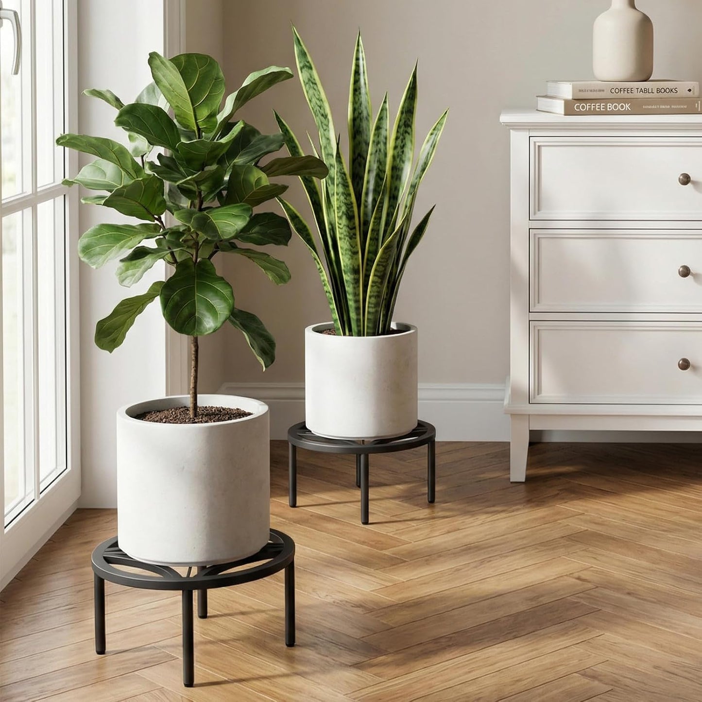2-Pack Use(11.81" TOSKING Plant Stands - Heavy Duty Low Plant Stand, No Assembly Required Risers for Potted Plants