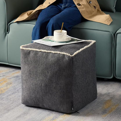 18 18 Inch Louis Donn x Unstuffed Storage Pouf Ottoman Cover, Square Cotton Linen Footstool Cover, DIY Bean Bag