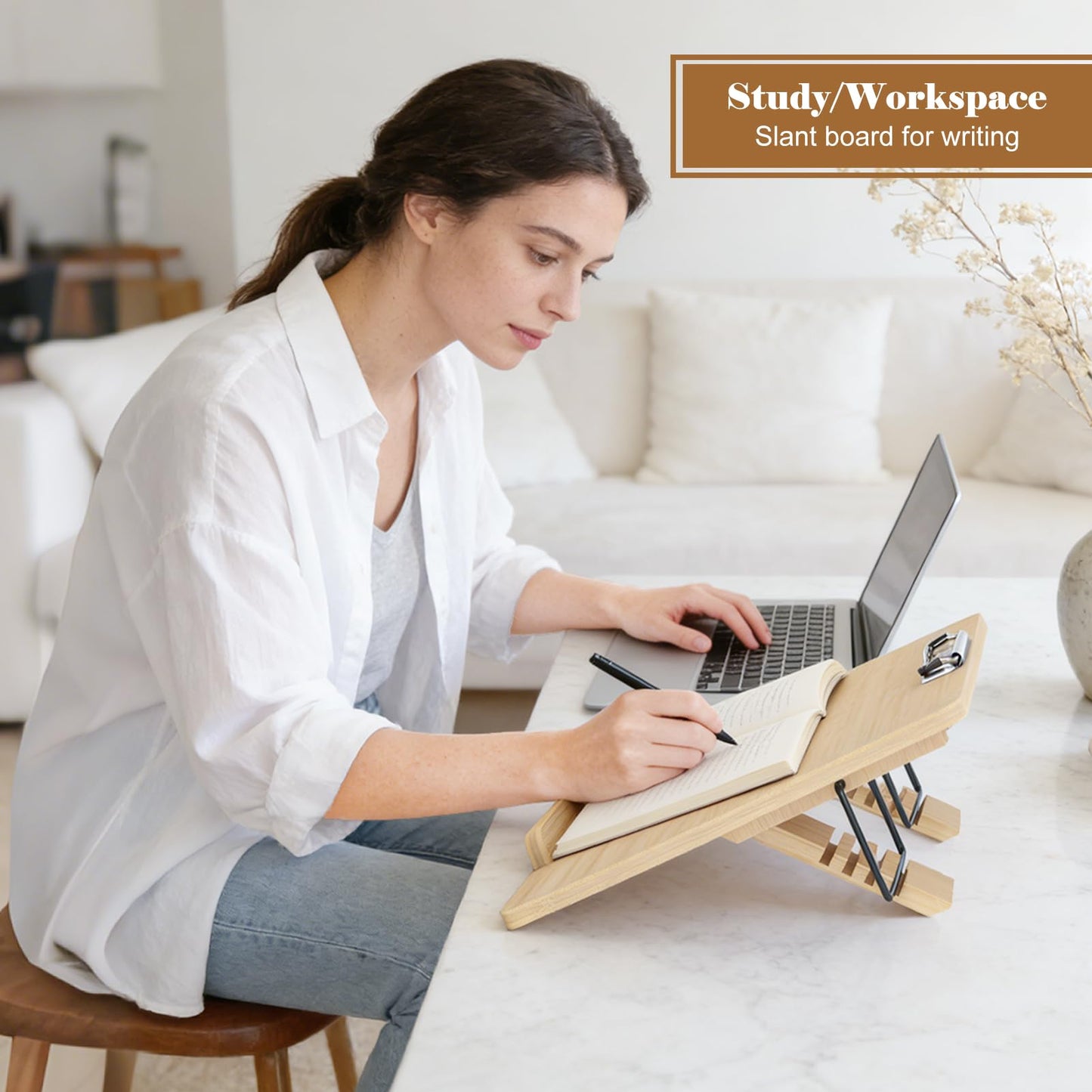 BSTSLL Slant Board for Writing Adjustable Writing Board Slanted Clipboard Foldable Stand Easel Sloped Surface to Improve Handwriting Legibility for Writing Reading Drawing