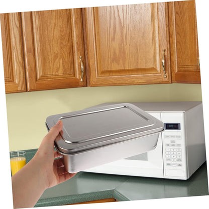 Box Covered Baking Tray - Stainless Steel Bakeware with Lid, Bread Baking Pan, Oven Tray