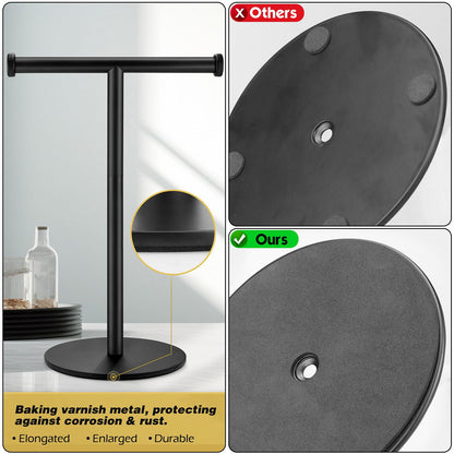 Hand Towel Holder, Matte Black Bathroom Towel Racks, Countertop Towel Stand, T-Shape Towel Holder for Bathroom Kitchen, Size 11" L x 6.7" W x 16.1" H