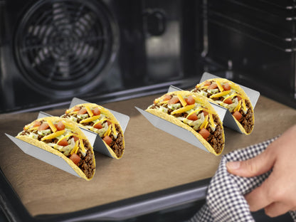 Taco Holder Set of 4 Stainless Steel Taco Holder Each Metal Taco Stands for 2 Tacos, Dishwasher Microwave Safe (Set of 4)