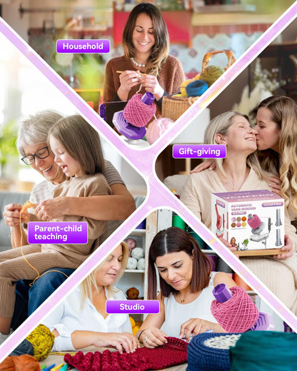 5.0 Upgraded Electric Yarn Winder【Top1 RPM German Motor】【SGS-Grade Precision Gears】Wool Yarn Ball Winder Compact Automatic for Crocheting Super Strong Tension, Ideal for Home and Studio (Purple White)