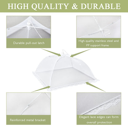 Wokuya 7Pack Various Size (40x24*1,17x17*2,14x14*2,12x12*2) Pop-up Food Tents Food Covers for Outside Mesh to Keep Bugs away,Reusable Collapsible Food Nets for Picnic Party BBQ Wedding Fruit