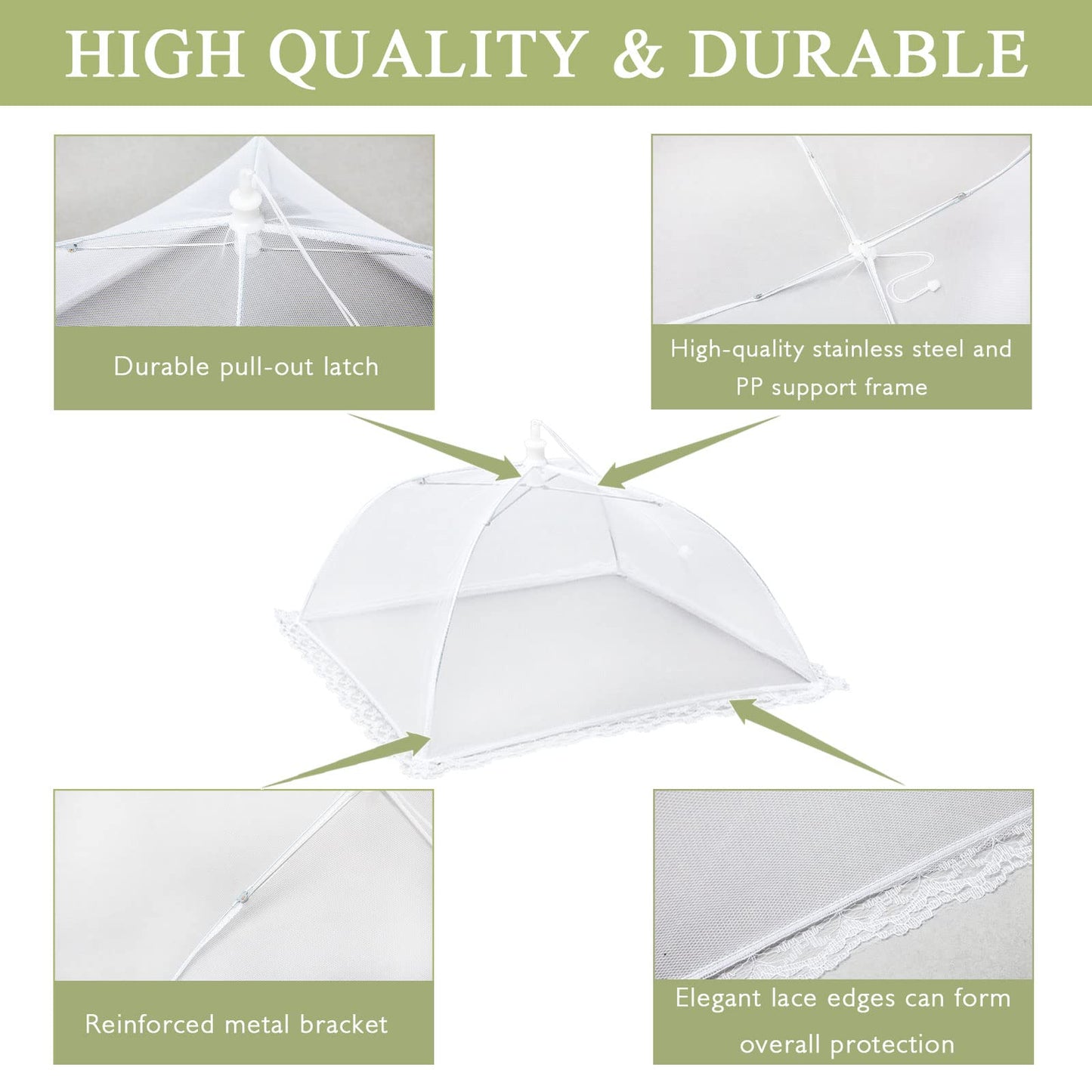 Wokuya Food Covers Food Tent for Outside Mesh to Keep Bugs away, 2 Extra Large Size (40” x 24”) Reusable Collapsible Food Nets including Carry Bag,Ideal for Picnic Party BBQ Wedding Fruit