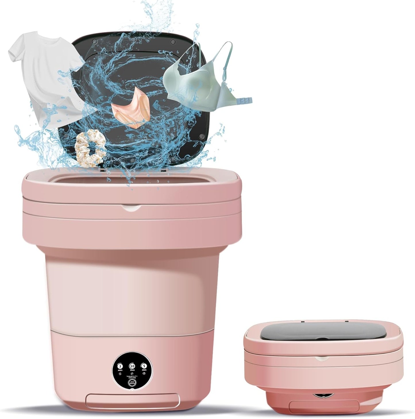 Mini Washing Machine 11L, Portable Washer with 3 Modes for Deep Cleaning Underwear, Baby Clothes, or Socks (Pink)
