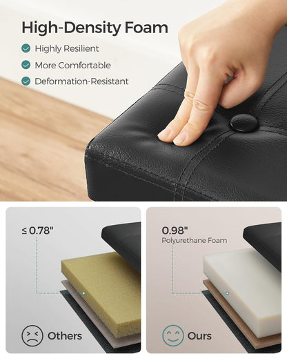 15 Inches Grommet 660 lb, ULSF30B SONGMICS Mazie Collection - Ottoman with Storage, Footstool, Storage Ottoman