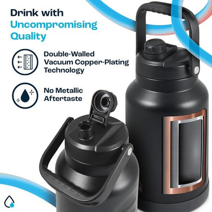 AQUAFIT 1 Gallon Insulated Water Bottle (Cold for 48 Hrs) - BPA Free & Leak Proof - 128oz Stainless Steel Jug - Big Water Bottle with Handle for Gym, Hiking, Camping & Travel (Hydrant Red)