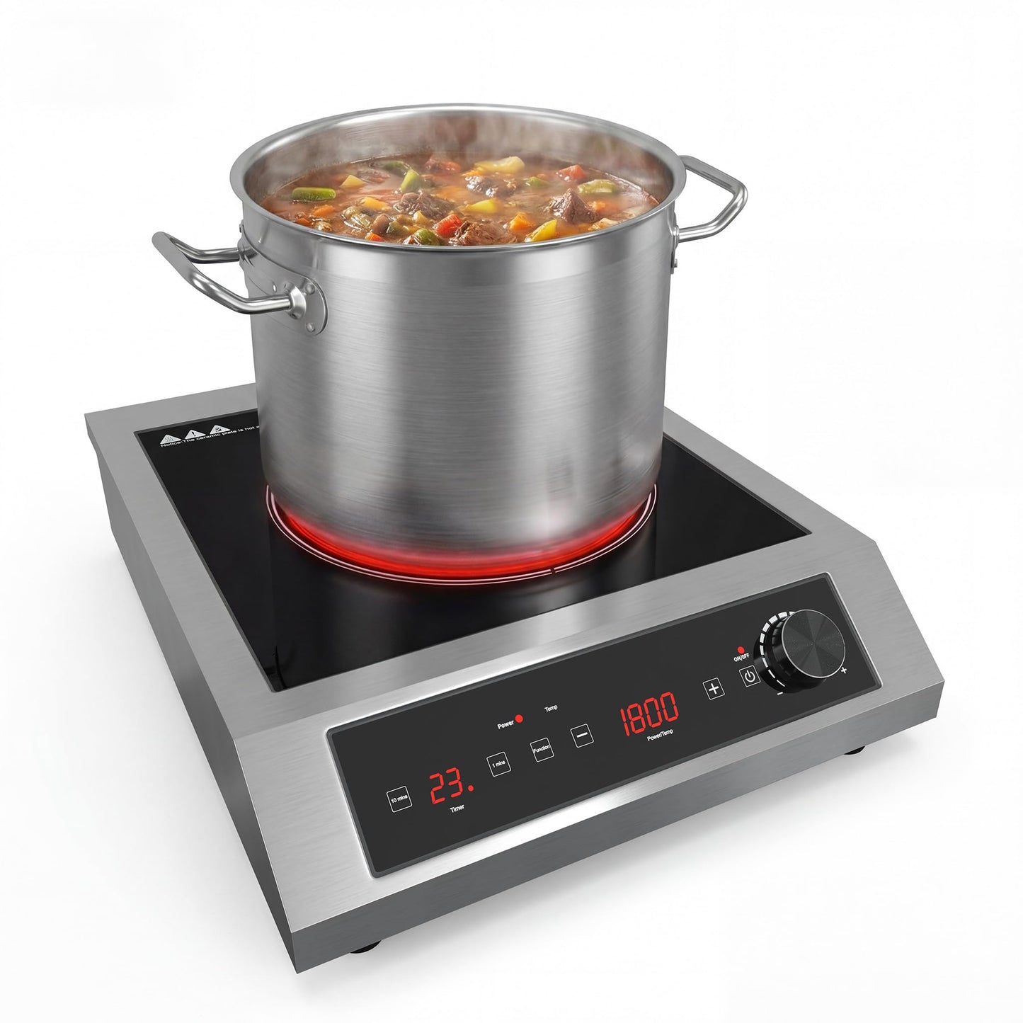 SUNVIVIPRO Commercial Induction Cooktop 1800W, Professional Electric Countertop Burner, 10 Power & 10 Temp Setting, Induction Hot Plate with Timer, Electric Stove with LED Screen, Black