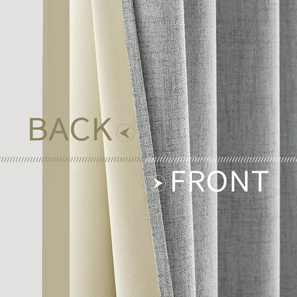 MIULEE Blackout Linen Curtains - Thermal Insulated Grommet Drapes in Glacier Gray | 52 x 45 Inch (2 Panels)