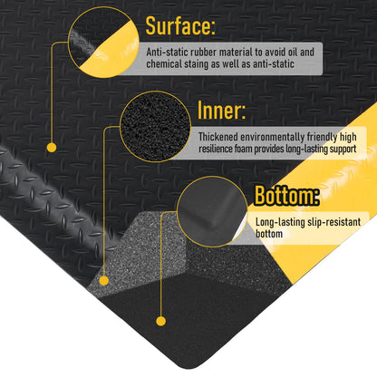 tonchean 3 x 7 FT Anti Fatigue Mats, Extra Thick 15/16" Ergonomic Standing Floor Mat Industrial Working Soft Sponge for Machinist Workshop Garage, Reducing Pressure