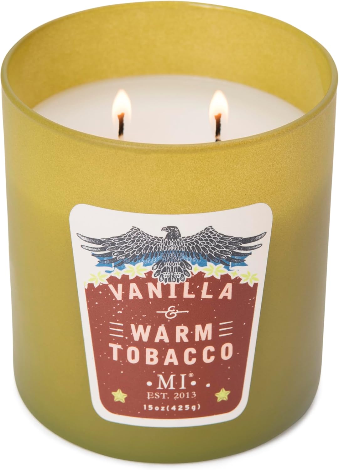 Manly Indulgence Vanilla & Warm Tobacco Scented Candles for Men, 15 oz Premium Soy Blend Wax, 60H Burn