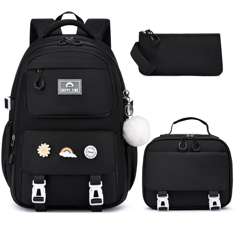 MOMUVO School Backpack Set for Girls,3pcs Bookbag with Lunch Box Pencil Case Kids School Bag Set
