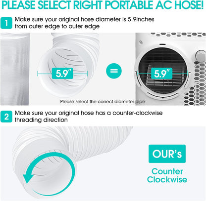 Portable Air Conditioner Hose, 5.9 Inch Diameter & 80" Length, Universal Replacement AC Exhaust Hose Kit Parts