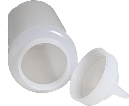Set of 3, 32 Oz. Large Clear Squeeze Bottle, Open-tip, Wide Screw-on Spout, Durable Polyethylene Plastic