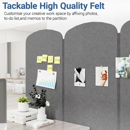 Natwind 5-Panel Office Room Divider, 122.8 x 71 inches Portable Office Partition, Freestanding Folding Privacy Wall for Cubicle & Temporary Indoor Space Separation (Dark Grey)