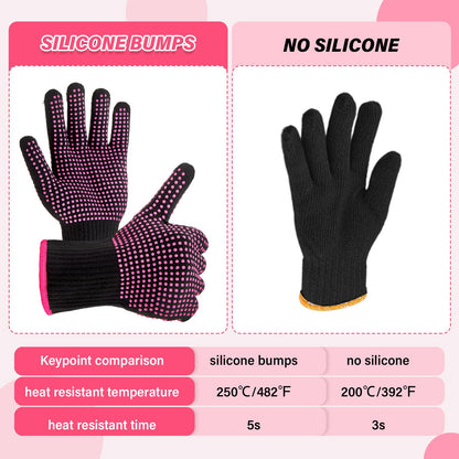 Suhine 20 Pcs Professional Heat Resistant Gloves for Hair Styling Curling Heat Resistant Work Gloves(Silicone Bumps Style)