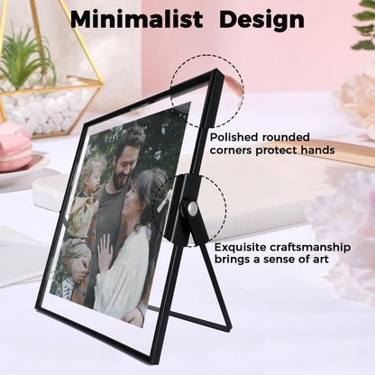 AhaGo Black Floating Frame, 10"x12", Portrait, For Picture 9x11, 8.5x11, 8x10, Tabletop Shelf Photo Frames, Classy For Father's Day, Wedding, or Birthday
