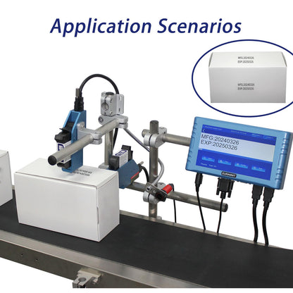 Eurannit Automatic Inkjet Coding Machine for Production Line, Thermal Inkjet Printer 260E with 7”Touchable Screen for Date/Batch/QRCode/Barcode/Logo etc (2 Nozzle Separate/ 1 in)