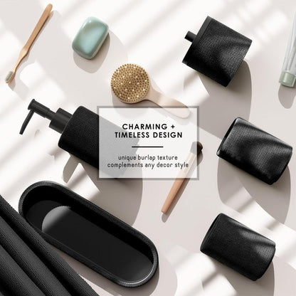 Clara Clark Bathroom Set - Black Bathroom Accessories Set, 19PC Bathroom Accessory Set, Bathroom Sets with Shower Curtain Set, Soap Dispenser & Toothbrush Holder