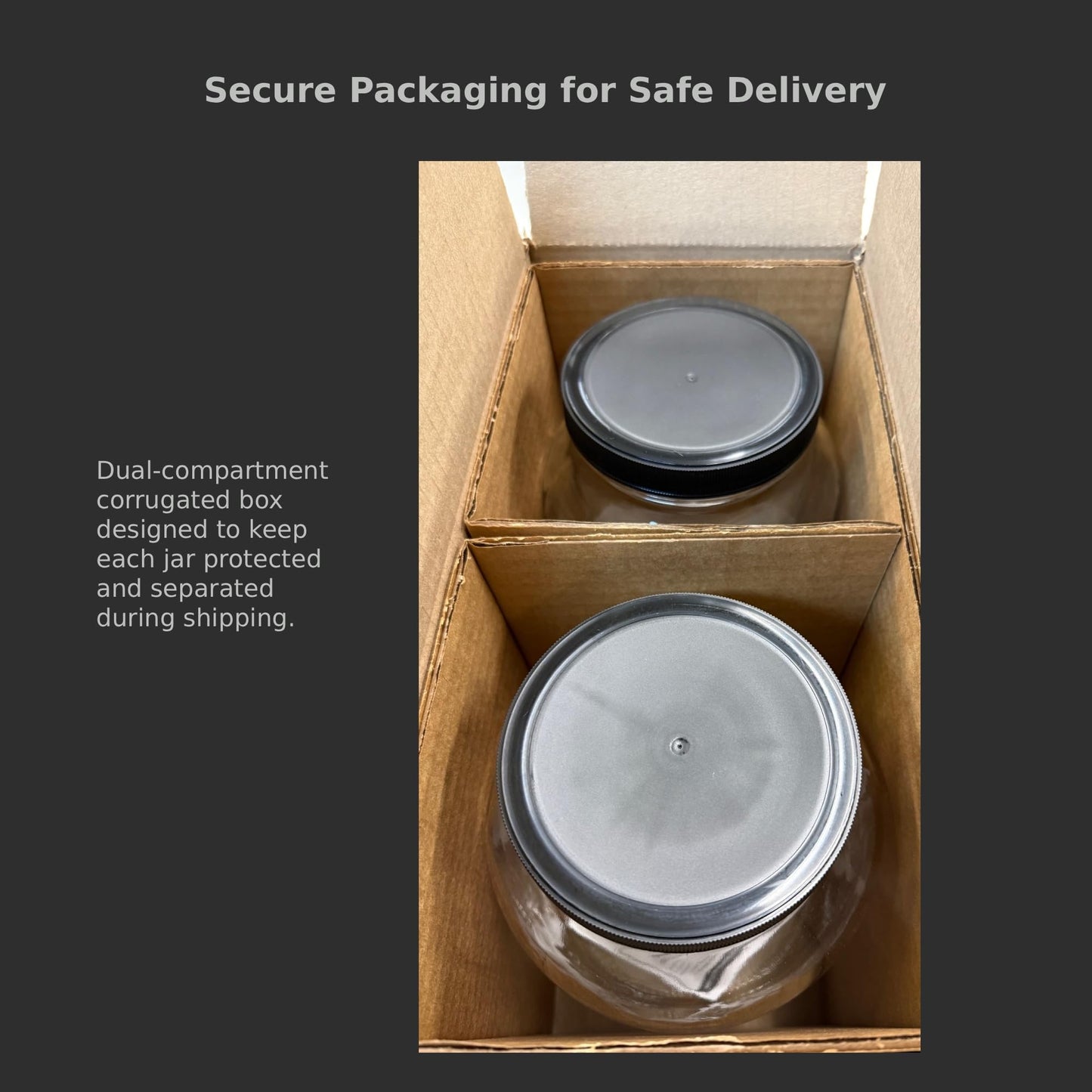 North Mountain Supply 1 Gallon Glass Jar Wide Mouth with Black Plastic Lid - USDA, BPA-Free, Made in the USA - for Fermenting, Storing, Canning, and Much More!