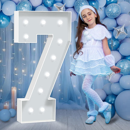 HITINO 4FT Marquee Numbers, Cool White Light Up Numbers 7, LED Light Number for 17th 70th Birthday Party Decor, 70th Anniversary Decorations, Engagement, Holiday Party Backdrop Arch Decorations