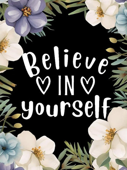 KAYEIUU Diamond Art Painting Kits for Adults, Inspirational Believe Yourself Motivational Quotes 5D DIY Round Drill Paint with Diamond Dots, Home Wall Decor 12x16 inch