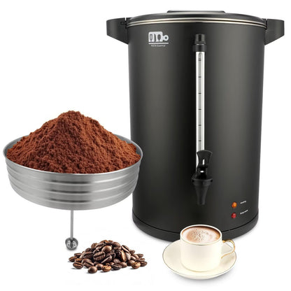 115-Cup 20L Commercial Coffee Urn, Festa Essential 1500W Double Wall Large Percolate Coffee Maker Stainless Steel Hot Water Urn Dispenser with Double Dripless Faucet, Quick-Brewing for Catering, Black