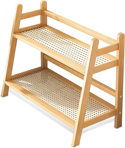SQUISHYSOFTIES 2 Countertop Counter Wicker Look Coffee Station Organizer, Tier Bamboo Mug Holder Organizer, Kitchen