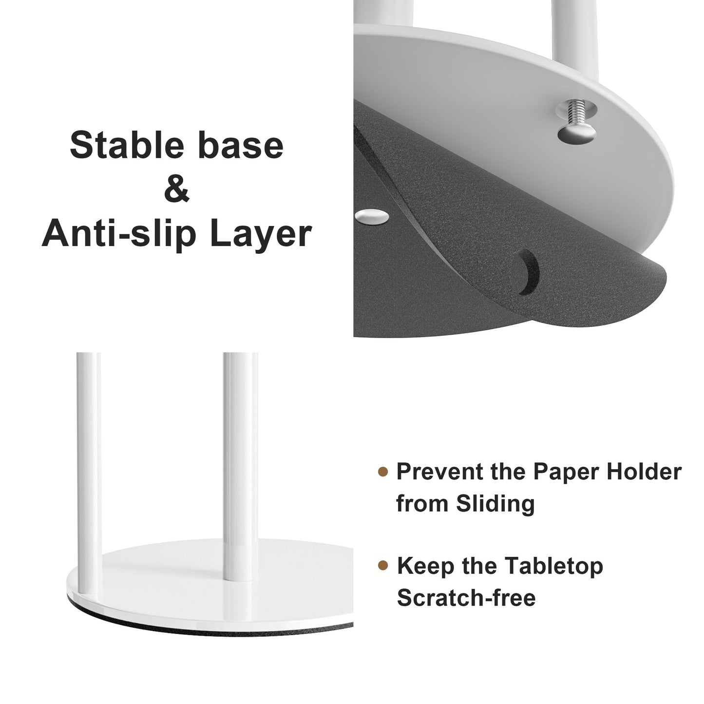 Paper Towel Holder White Kitchen Roll Holder, Paper Towel Holder for Kitchen Roll Organize, Countertop Roll Dispenser with Weighted Base