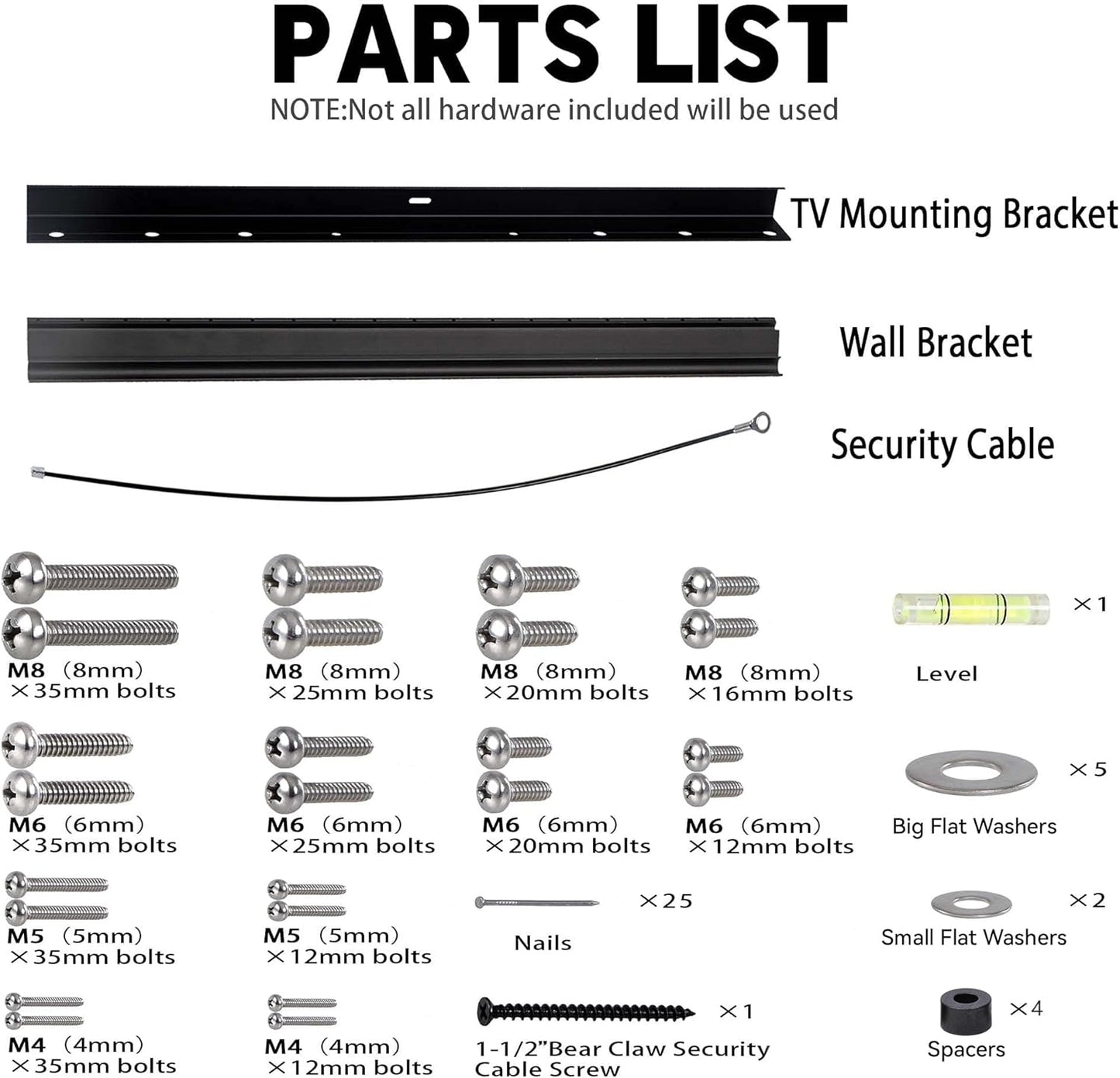 Skiennix No Stud TV Wall Mount - Easy Install Drywall Hanger for 12-55 Inch Flat Screen TVs Up to 99 lbs