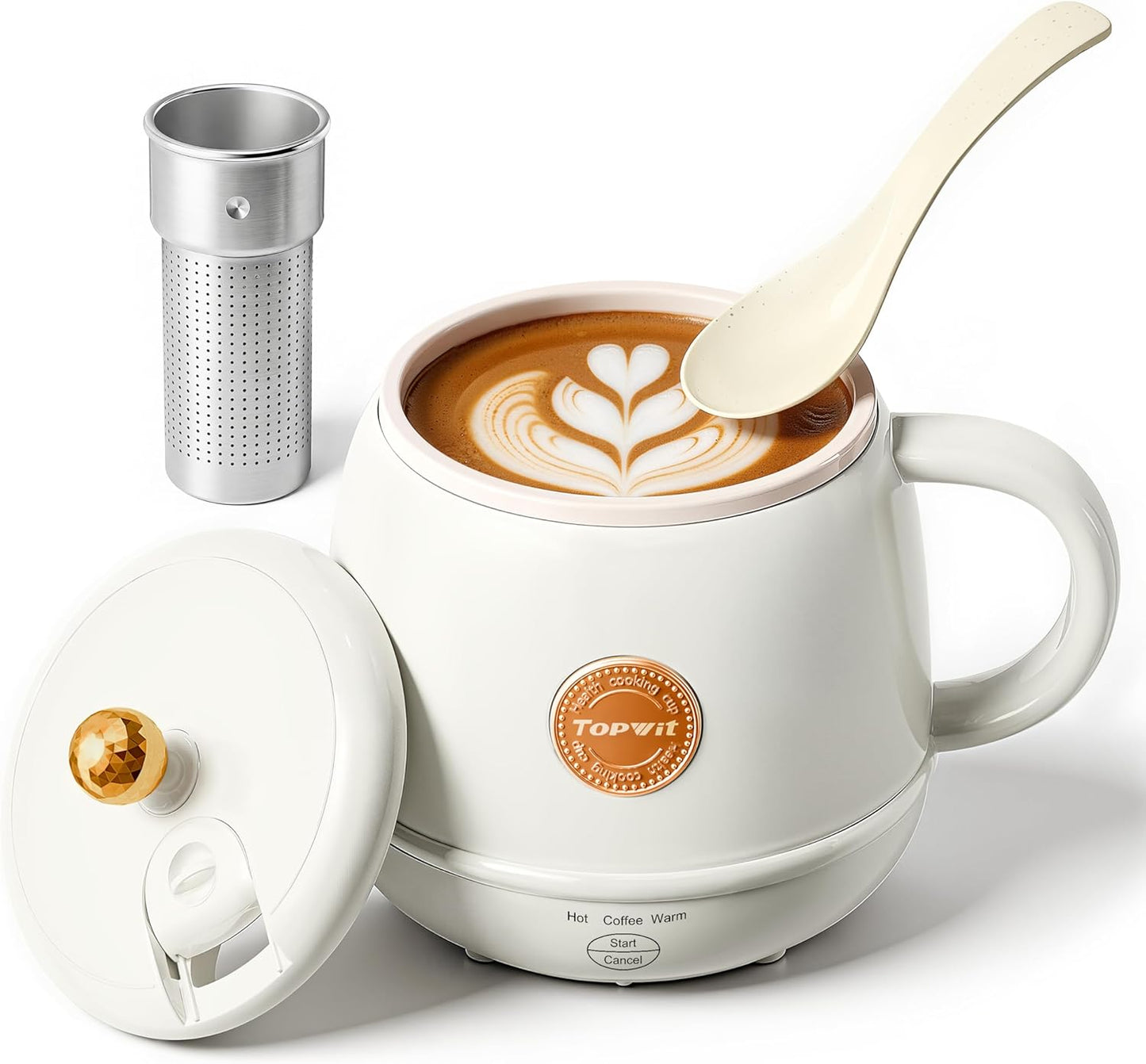 14oz 212F, 110V TOPWIT Electric Travel Kettle, Rapid Heating Up to Temperature Control Heating Coffee Mug Warmer