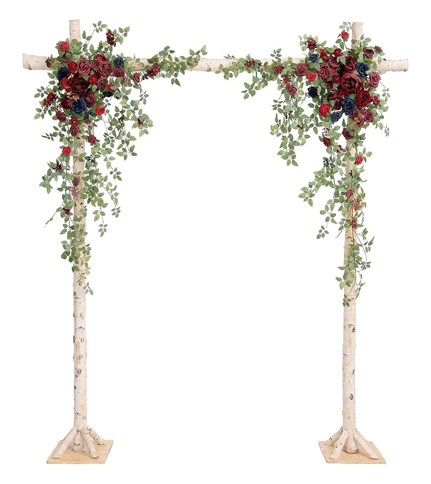 ELUKHT Wedding Arch Flowers Kit, Set of 2, 2Pcs Artificial Arch Floral Arrangement Swags, Wedding Garland Arbor Flowers for French Wedding Ceremony Backdrop Decor (Red)