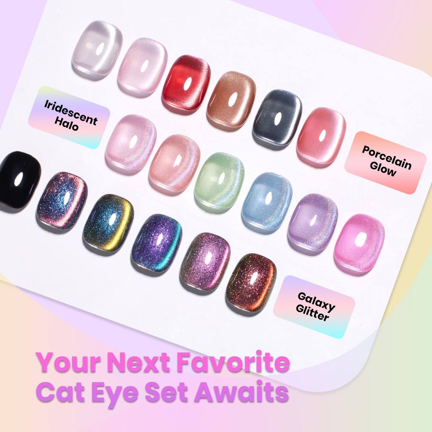 Beetles Halloween Gel Nail Polish Set – Wicked Mystic 8 Colors Gel Polish Kit, Gold Silver Black Green Blue Cat Eye Purple Red Glitter with Nail Art Accessories UV LED Soak Off Manicure Gift for Women